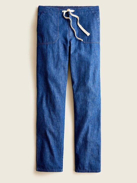 J. Crew Pants - J. Crew Denim Camp Pant Tie Waist High Rise Straight Leg Jogger Blue NWOT XS